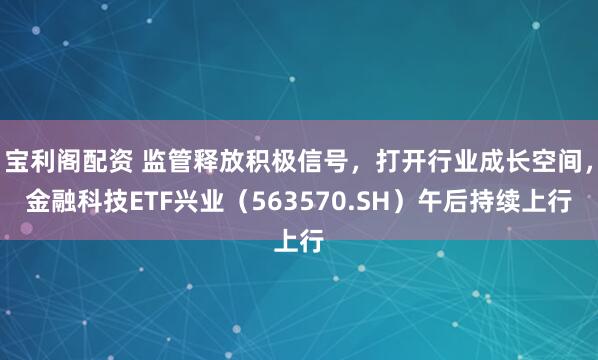 宝利阁配资 监管释放积极信号,打开行业成长空间,金融科技ETF兴业(563570.SH)午后持续上行