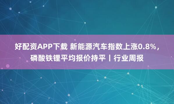 好配资APP下载 新能源汽车指数上涨0.8%，磷酸铁锂平均报价持平丨行业周报